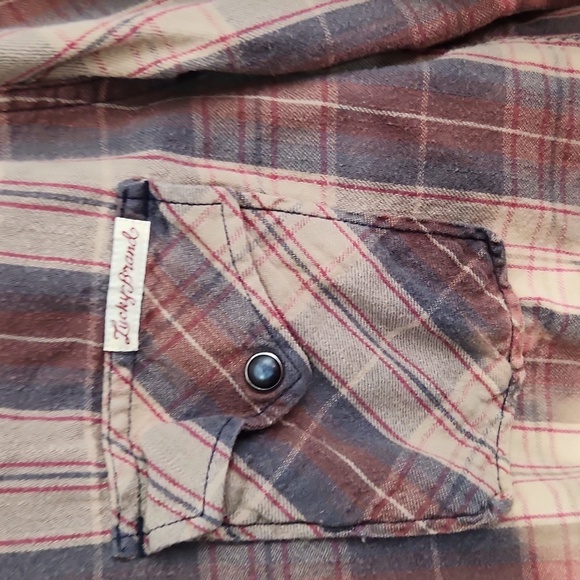 Lucky Brand Mens Size M Snap Shirt LS Bleach Dipped Distentive Western - Picture 2 of 8